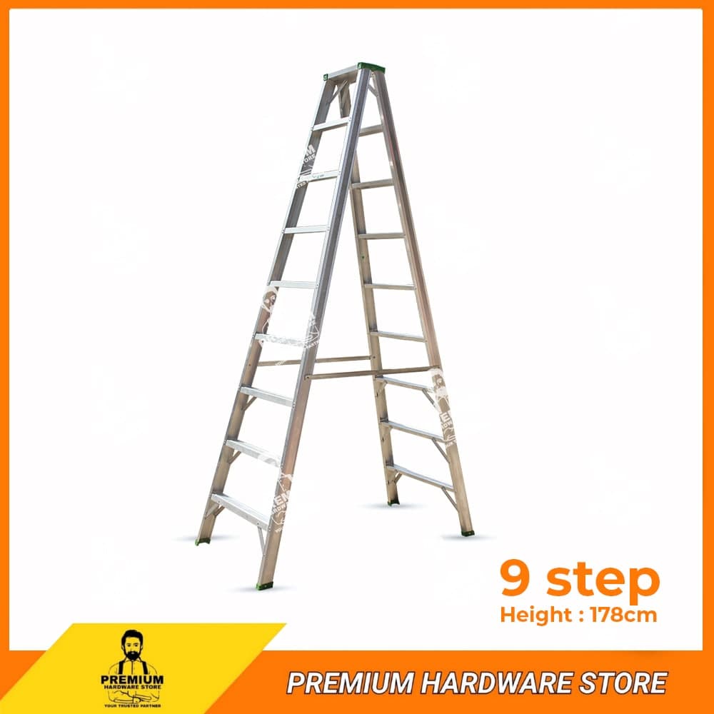 PREMIUM 9 Steps Aluminum Light Duty Double Sided Ladder Tangga Lipat Double Side Rumah 楼梯 双层楼梯