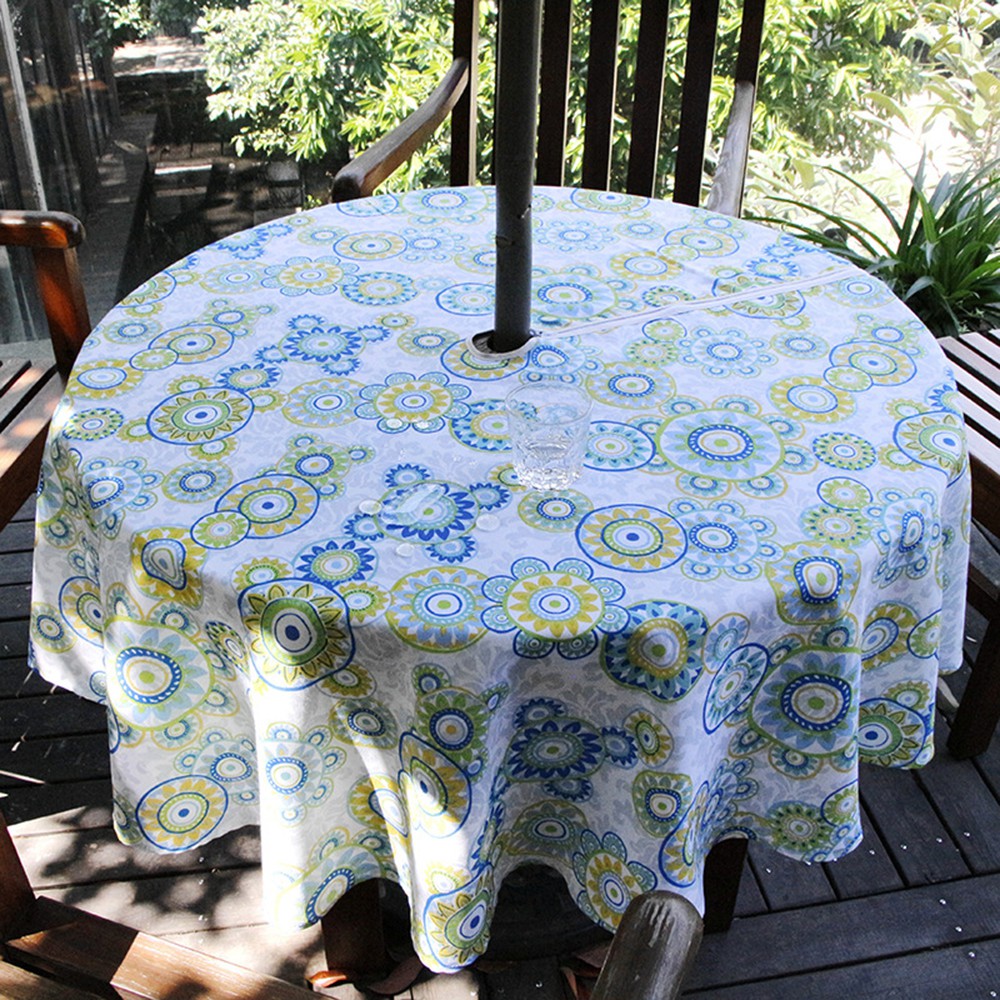 Tablecloth Round Waterproof Table Cover With Umbrella Hole And Zipper Dustproof Table Cloth Cover For Outdoor Patio Shopee Malaysia