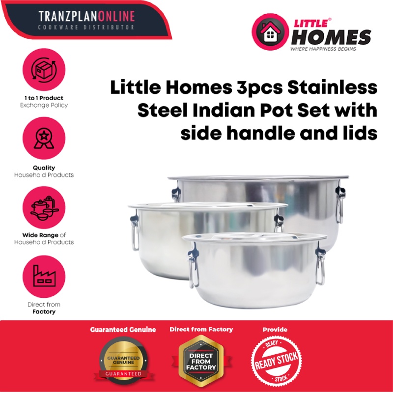 Little Homes 6pcs Stainless Steel Indian Pot Stainless Steel Pot Cookware Periuk Masak Periuk Stainless Steel