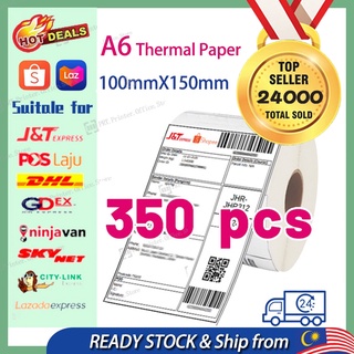 A6 Thermal Paper  thermal printer 100 *150mm Sticker Label  Shopee Lazaba Waybill Barcode small label/Thermal label/熱敏標籤