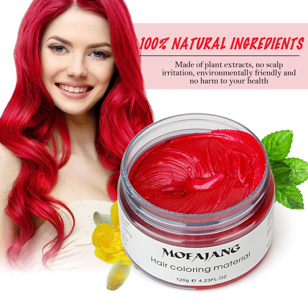 Red Hair Coloured Wax Women Men Beauty Hair Care Dye Cream