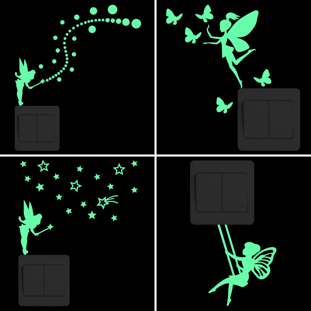 Cartoon Fluorescent Wall Switch Stickers Baby Room Decorations Glow in the Dark Stickers