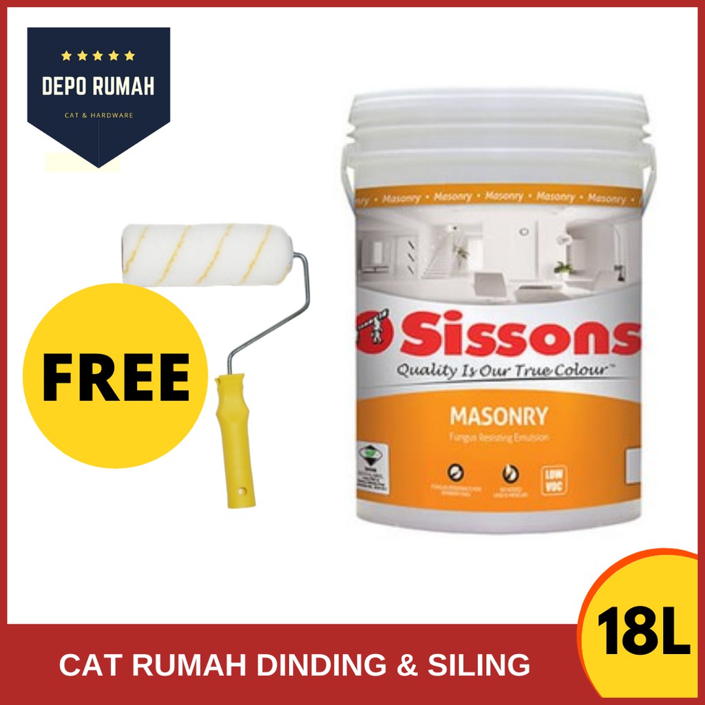 [FREE Roller] 18Litre Sissons Masonry Emulsion Paint 9102 Super White Shopee Malaysia