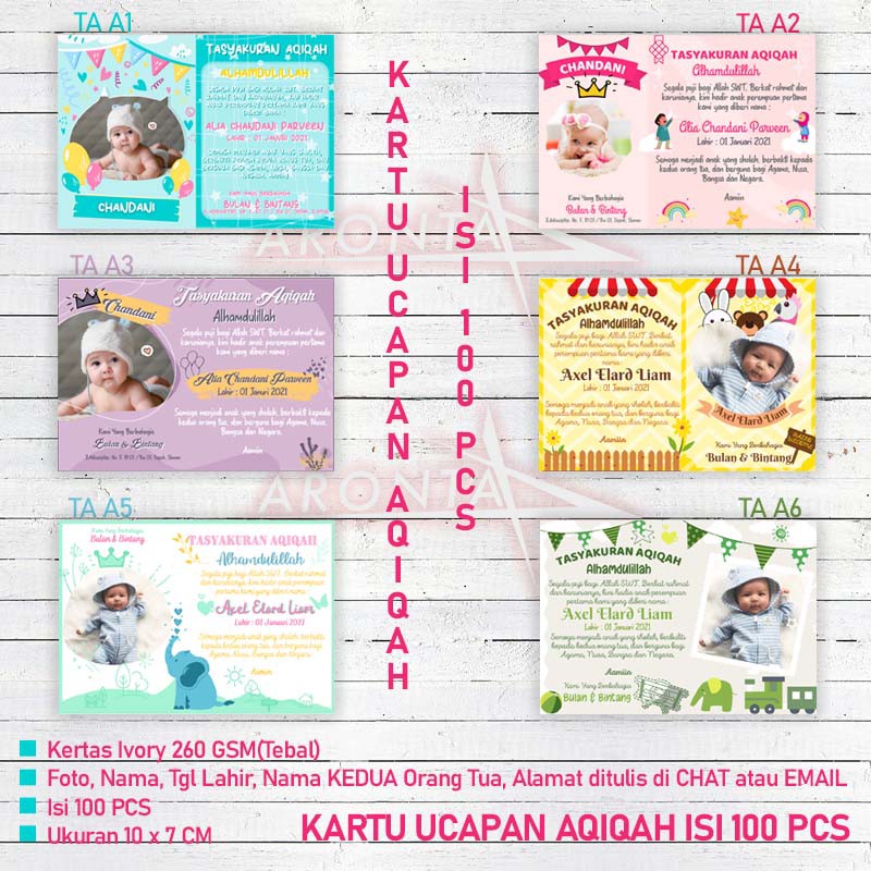 Aqiqah Greeting Card Contents 100 - Aqiqah Tasyakuran Cards - Aqiqah ...