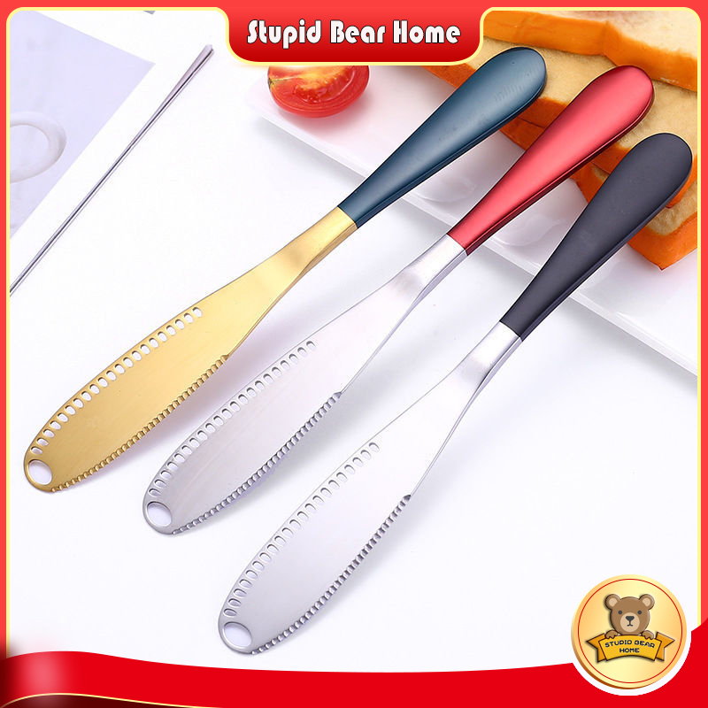 Western Style Stainless Steel Cheese Butter Knife With Hole Spread Butter Knife Bread Jam Knife Cut Cheese Draw Butter Knife Shopee Malaysia