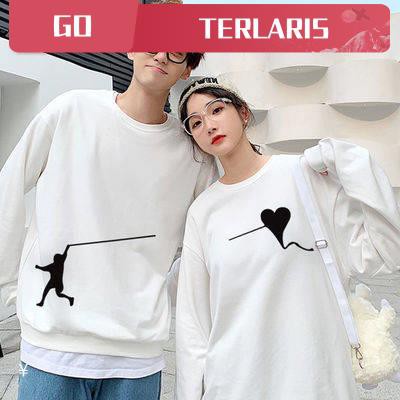 Ready Stock Baju Couple Murah Panjang Baju Sweet Couple Seorang Lelaki Dan Pasangan Wanita Memakai Musim Gugur Sweater Dan Musim Sejuk Versi Korea Yang Longgar Lengan Panjang T Shirt Lelaki Dan Wanita Pelajar