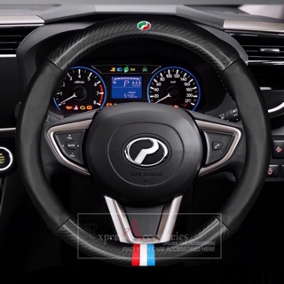 Perodua Car Carbon Fiber Leather steering wheel cover 