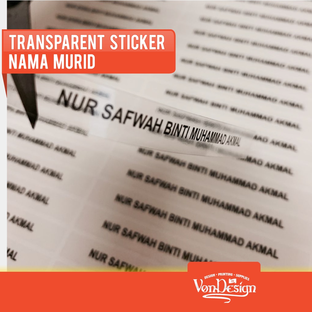 Sticker Nama Untuk Murid Sekolah Transparent Sticker