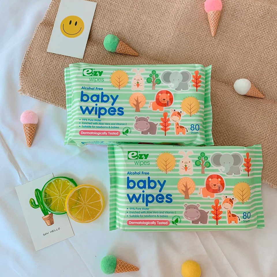 e-zy Baby Wipes Alcohol Free (80Sheets X 2)