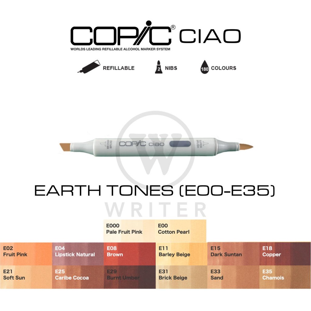 Menagerry koffie Maak een bed COPIC Ciao Marker EARTH TONES (E00-E35) | Shopee Malaysia
