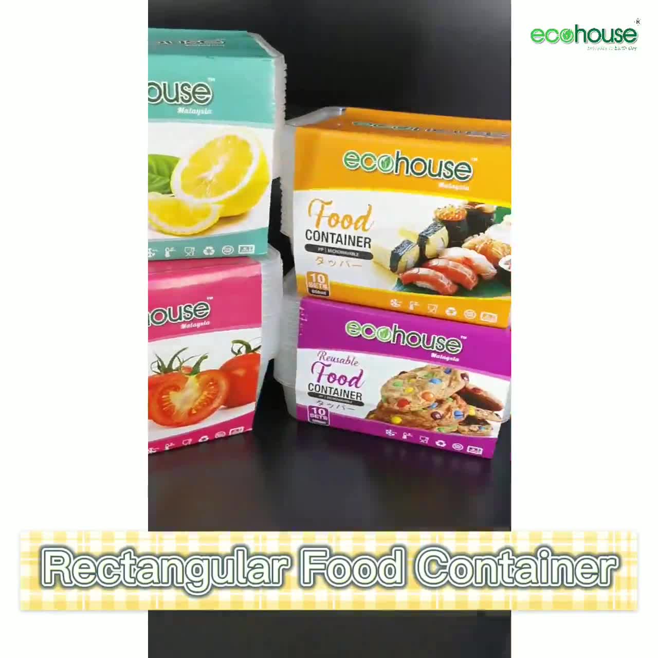 Buy Ready Stock 1000ml 10pcs Rectangular Pp Plastic Food Packaging Microwavable Food Container Recyclable Ship 24 Hrs Seetracker Malaysia
