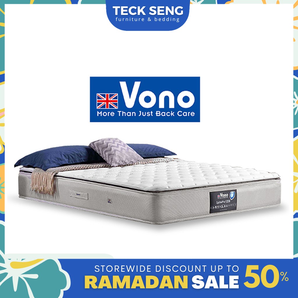 Teck Seng Vono Spinepro1200 Mattress 1200 Intalok Pocketed Spring Free Vono Pillows Mattress Protector Shopee Malaysia