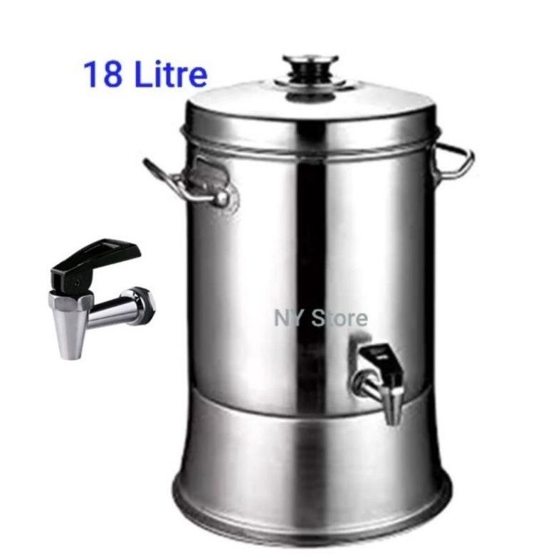 18 Litre Water Dispenser Stainless Steel Tong Air Kenduri Cooler Barrel Milk Tea Bucket Bekas Balang Air Besi