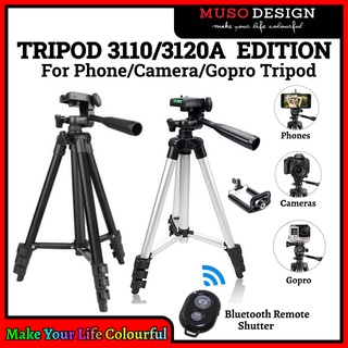 (READY STOCK)Foldable 3 Legged Stable Tripod 3110 & 3120A for Smart Phone Action Camera Stand FREE PHONE HOLDER and BAG