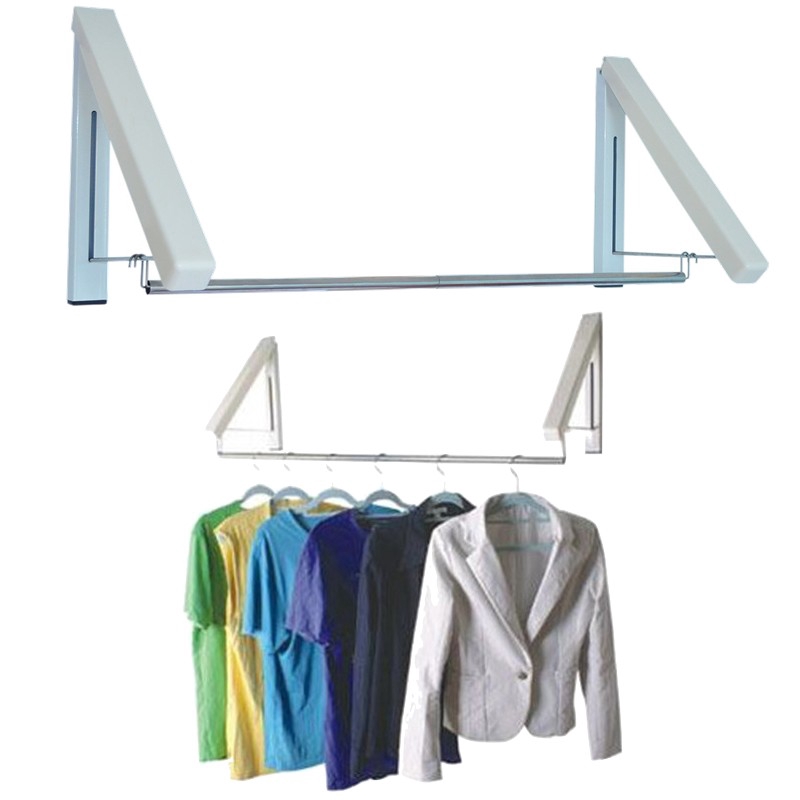 Stainless Folding Wall Hanger Mount Retractable Hangers(2 Pcs + 1 Pole