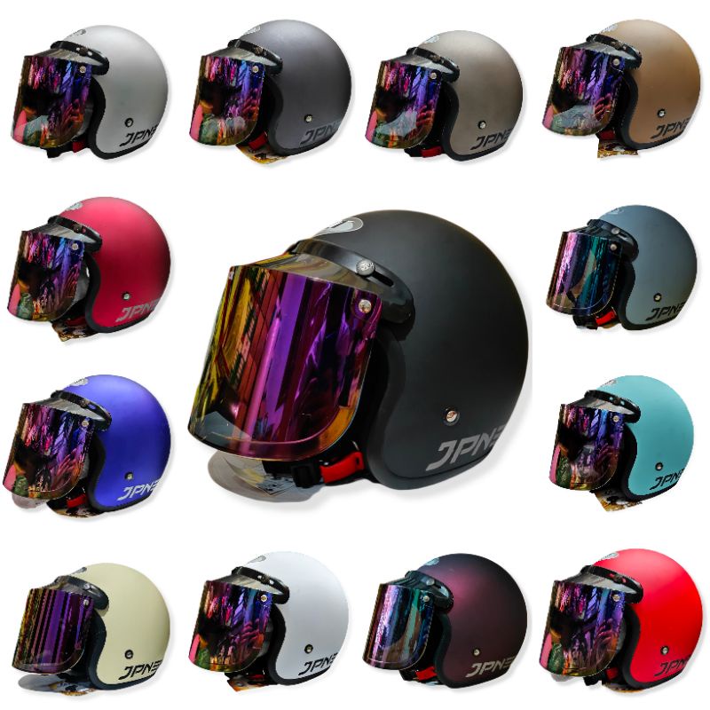 Jpn RETRO Helmet Flat Glass Hubcap Rainbow