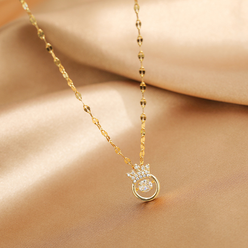 Collana intelligente con corona coreana, catena con clavicola a forma di cuore che batte, regalo di compleanno_voghion.com