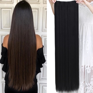 32inch Super Long Straight Hairpiece Invisible Natural Synthetic 5 Clip In One Pieces Hair Extension for Women Black Brown