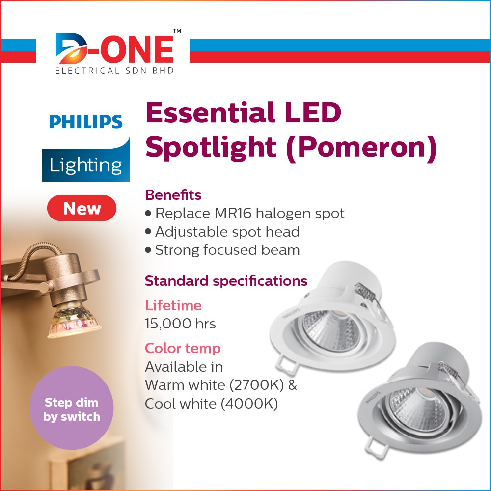 Philips LED Spotlights Essential LED Spotlight (Pomeron) Shopee
