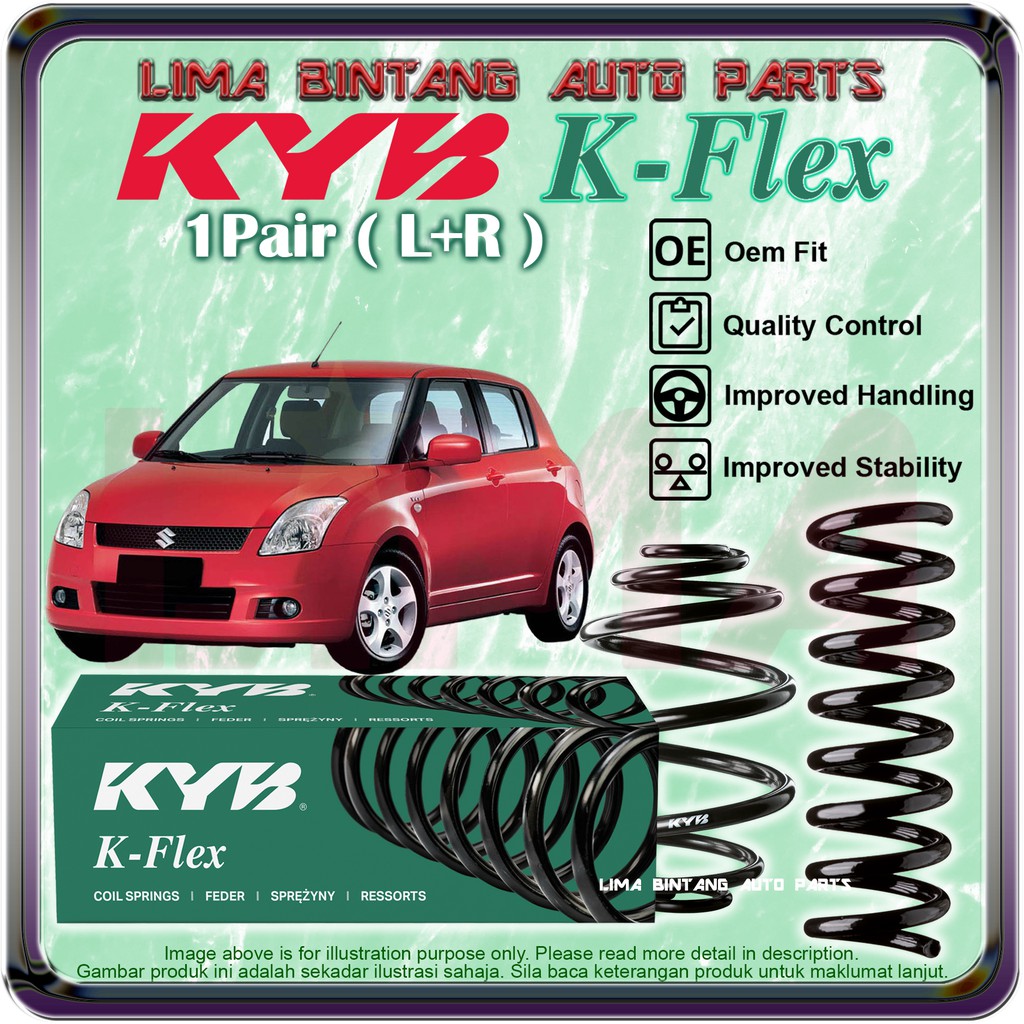 1pair Suzuki Swift Rs Rs413 Rs415 Sc7132 Coil Spring Standard Heavy Duty Front Rear Kayaba Kyb K Flex 05 12 Shopee Malaysia