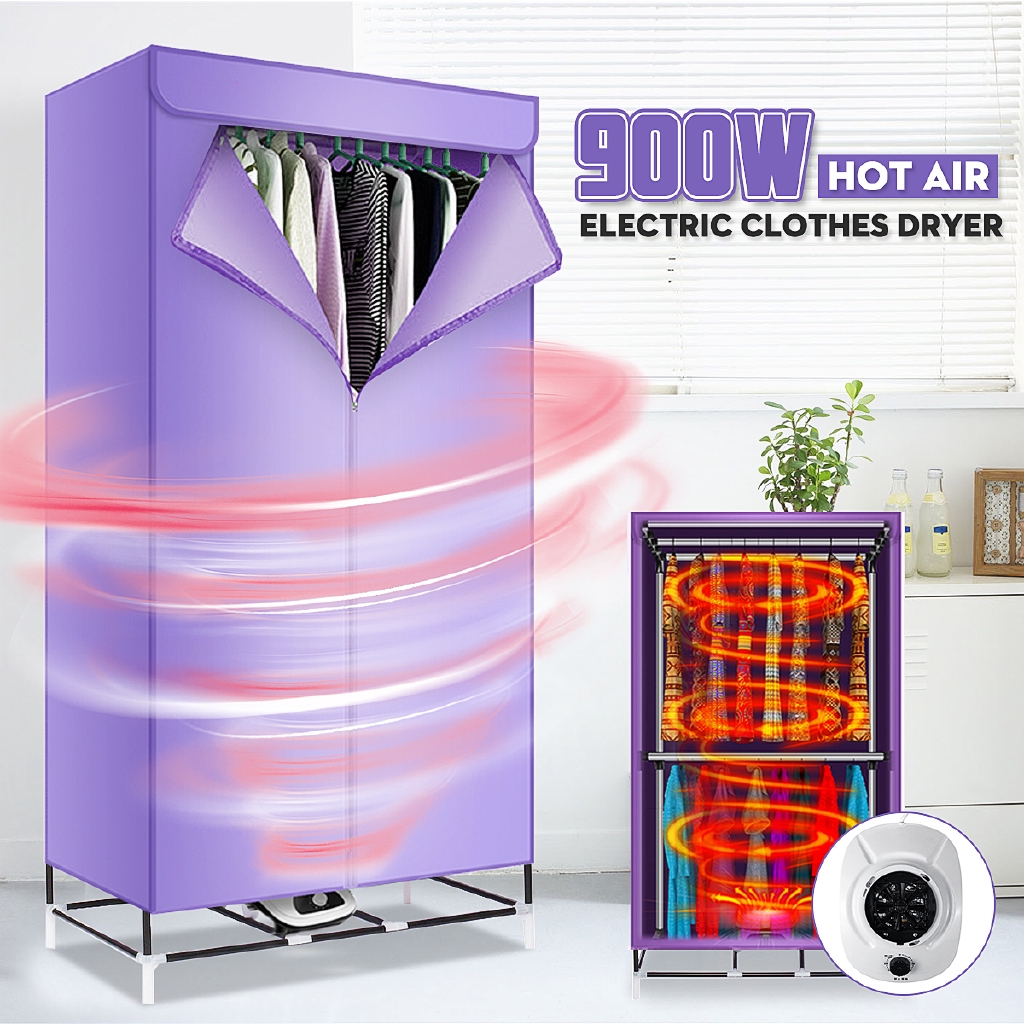 900W Hot Air Clothes Dryer Electric Cloth Drying Machine Home Indoor