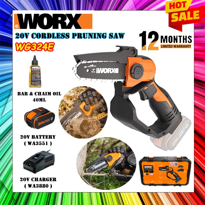 WORX WG324E 20V One Handed Cordless Pruning Saw 2.0Ah Battery | Shopee .