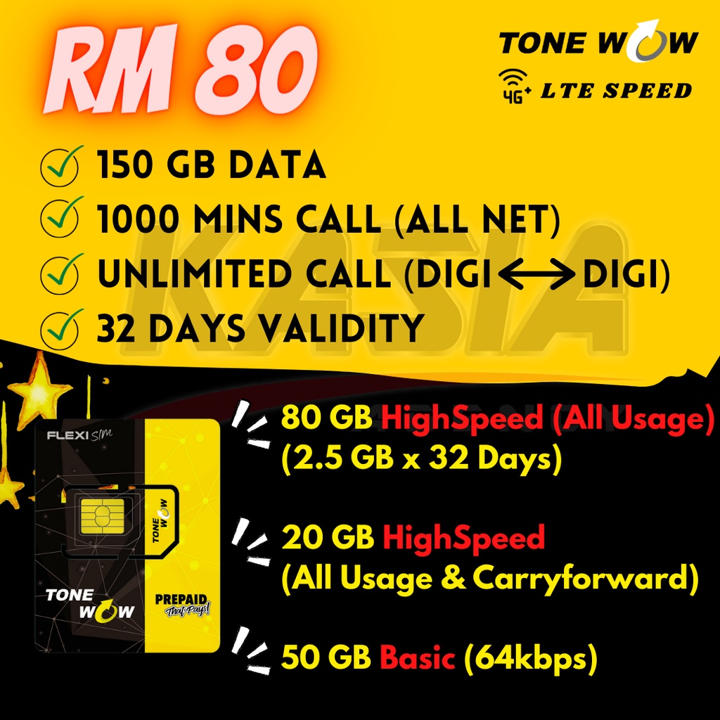 Tone Wow Tds80 150gb Data Free Sim Tone Plus Shopee Malaysia