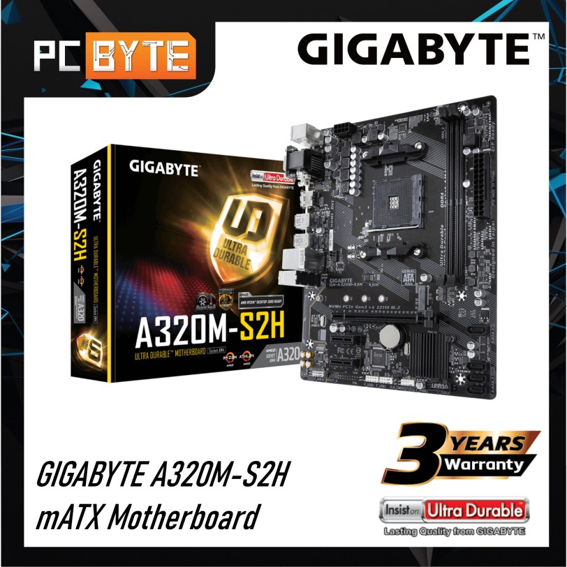 GIGABYTE A320M S2H V2 MATX AM4 Motherboard (GA-A320M-S2H V2) | Shopee ...