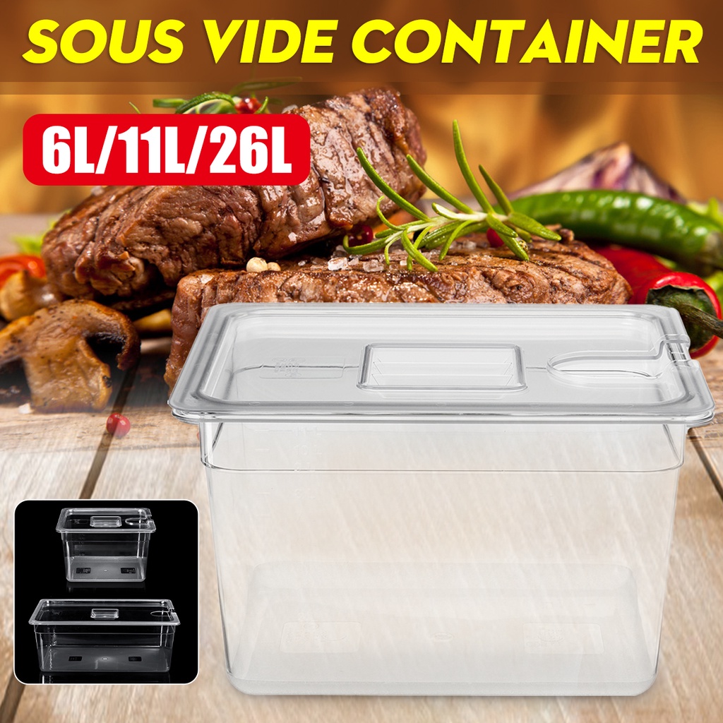 11L Sous Vide Container with Lid 11 Liter Water Tank Bath for Circulator Sous Vide Culinary Immersion Slow Cooker Cooking Tools