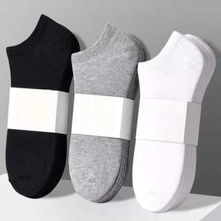 READY STOCK ! 1 Pair Men Women Cotton Ankle Socks Athletic Casual Solid Stripe Comfortable Sock Black White Grey