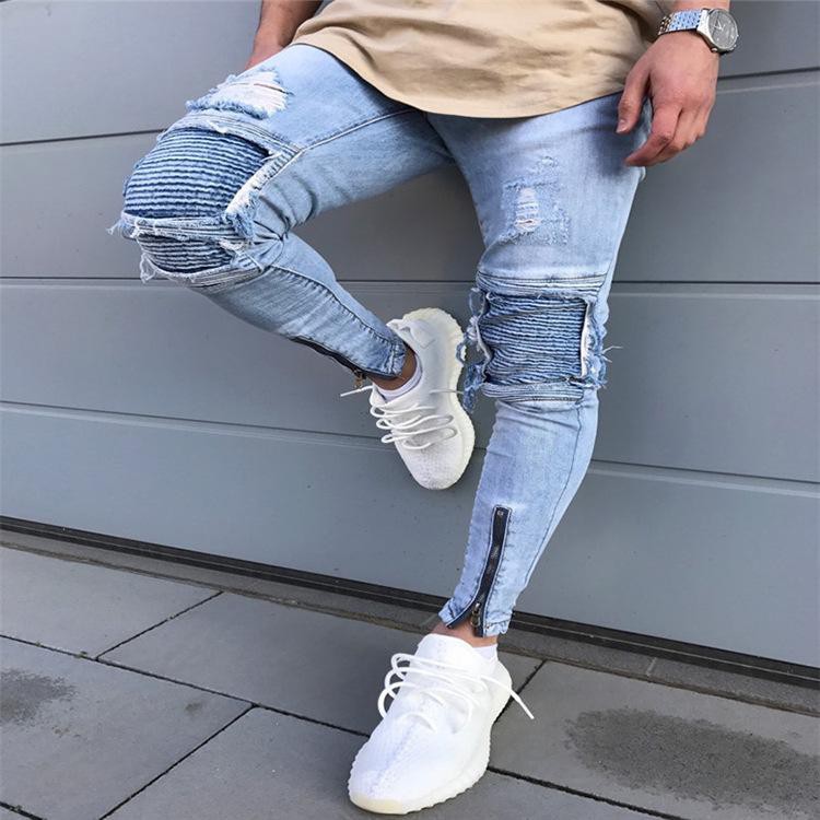 ripped denim joggers