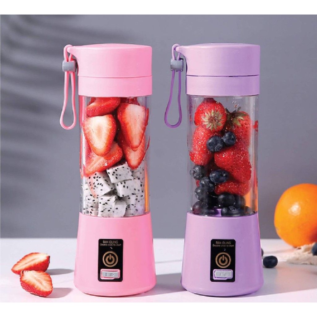 Purple 2000mAh Rechargable Battery Electric USB Juicer Blender Portable Juicer Cup 400ml Water Bottle Juicer Machine with 4 Blades 