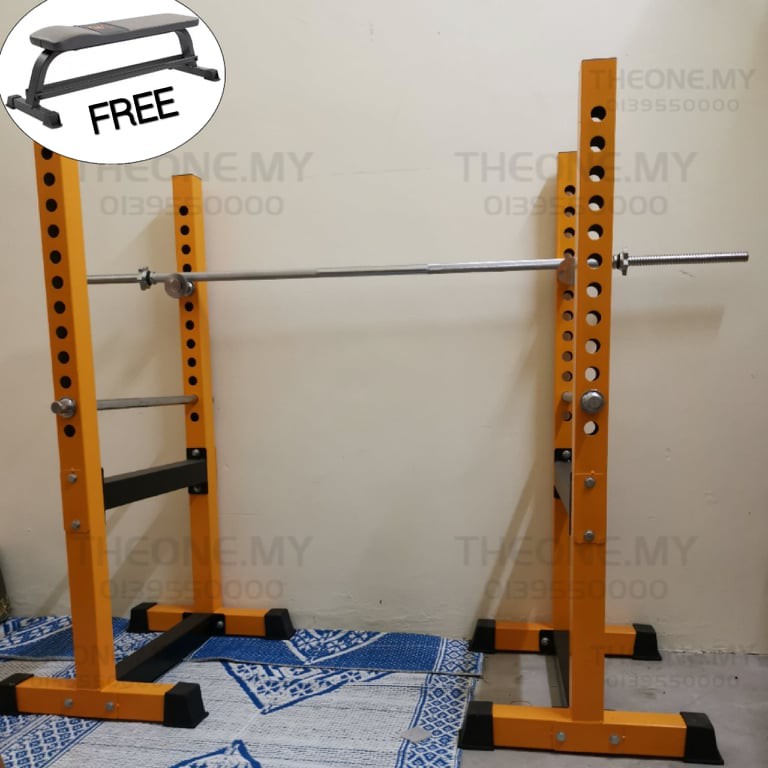 Gym Squat Rack Free Barbell Straight Free Apex Flat Bench Cod