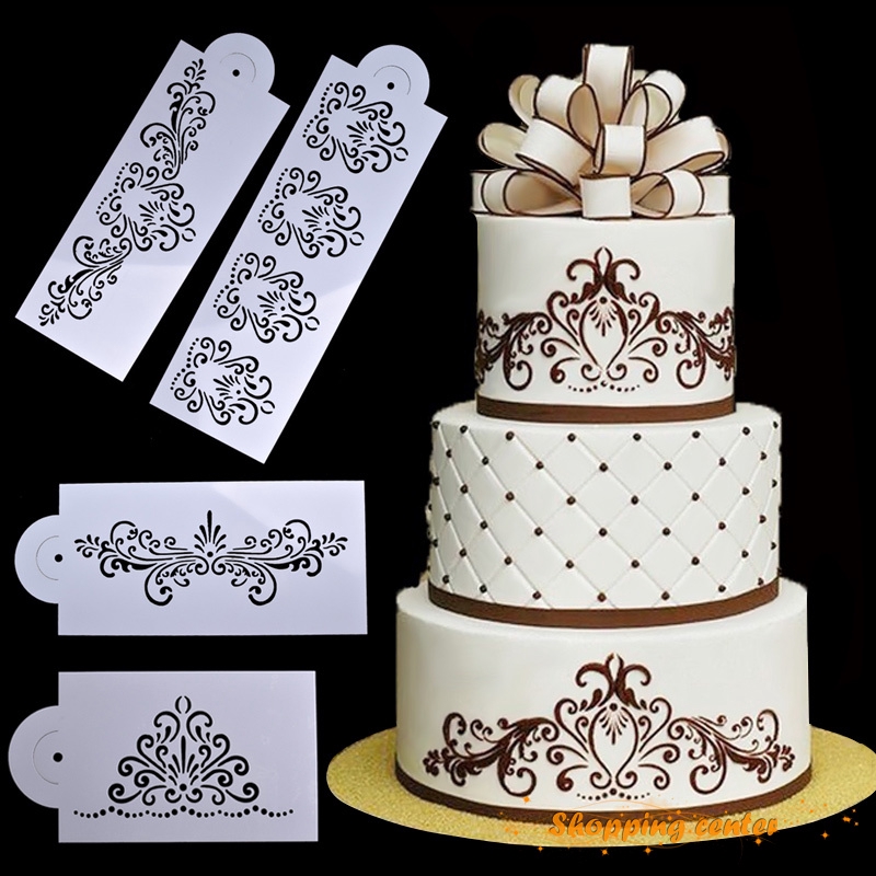 30 Pieces Cake Stencils Decorating Cake Stencil Template Baking Stencil Molds Floral Leaf Spray Cake Stencil for Birthday Wedding Cake Baking Decoration Mold Tool