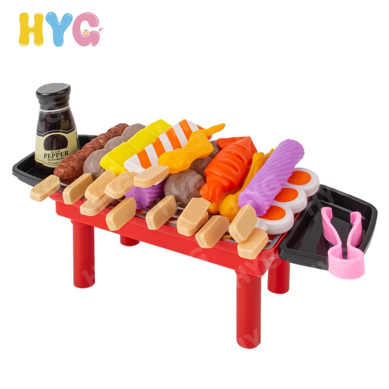 HYG Toys BBQ Toy Barbecue Set Children's Play House Bbq Toys Kitchen Oven Barbecue Skewers Simulation Food Toys Mainan Masak Kanak Mainan memasak gadis