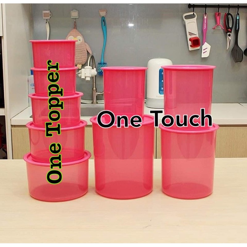 Tupperware One Touch Topper Medium 1.4L pink Bekas Susu