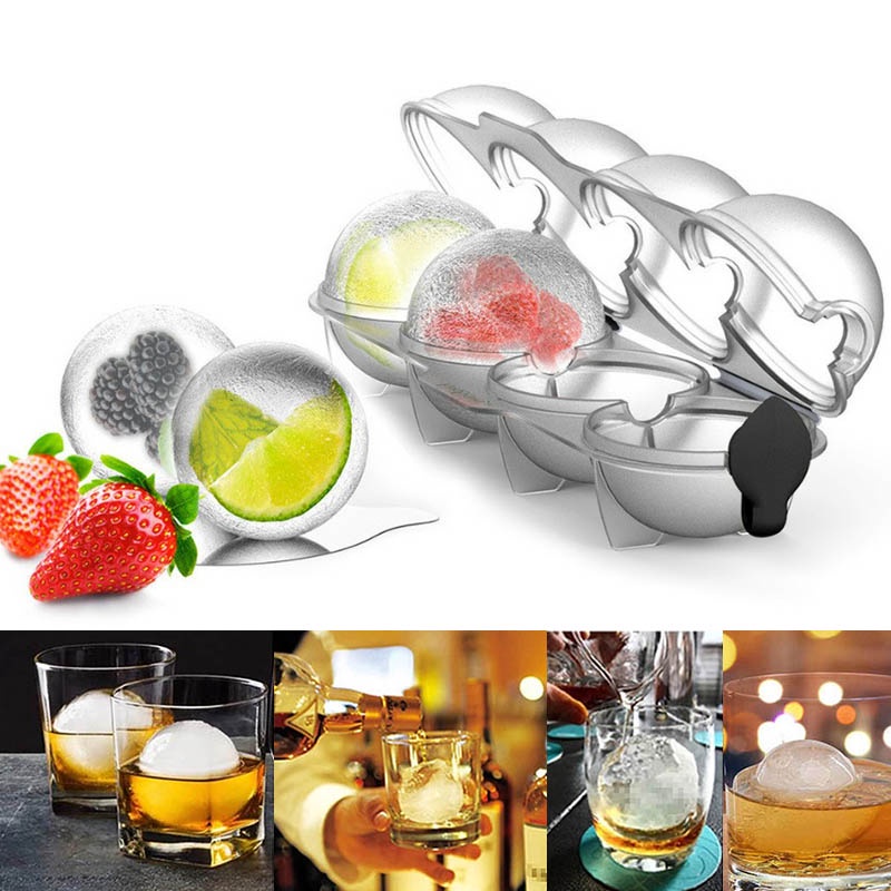 4-hole Creative Round Shape Ice Hockey Mold / Bar Four Cavity Ice Cube Maker Whiskey Round Ice Hockey Moulds / Kitchen Ice Tray Tools