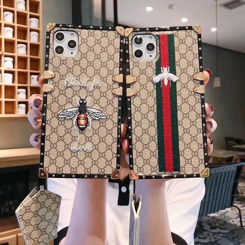 Iphone11 Pro Max Xs Xr 6 6s 7 8 Plus Gucci Bee Luxury Phone Case Square Phone Cover Shopee Malaysia