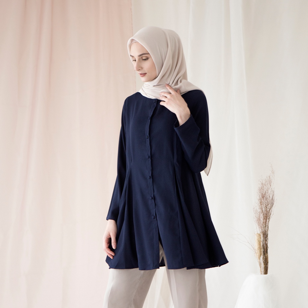 Wiyana by Aska Label - Basic Blouse Women Muslim Full Button Lilac ...