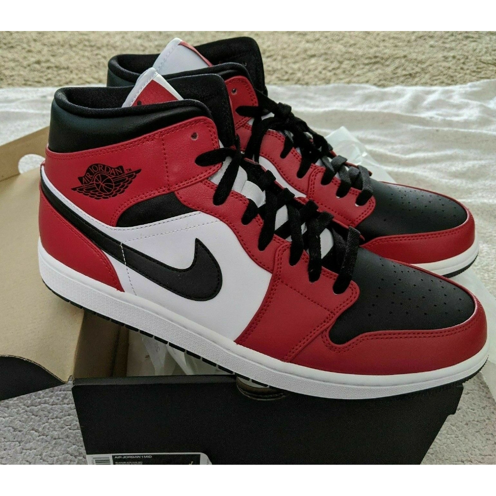 Nike Air Jordan 1 Retro Mid Chicago Bred Toe size 39-45 Black Red White |  Shopee Malaysia