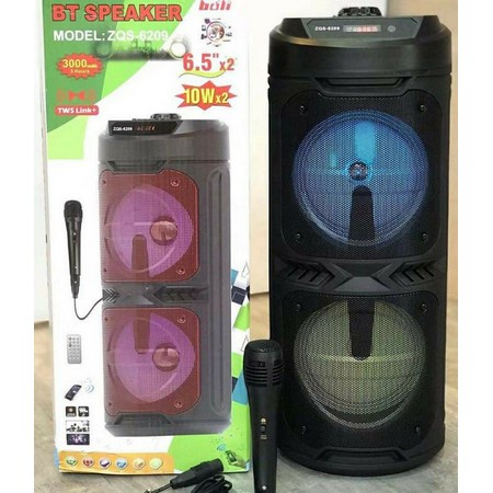 BM WIRELESS BLUETOOTH SPEAKERS ZQS-6209 6.5 Inch Speaker Outdoor Portable DJ Speaker System Subwoofer Sound Box With LED