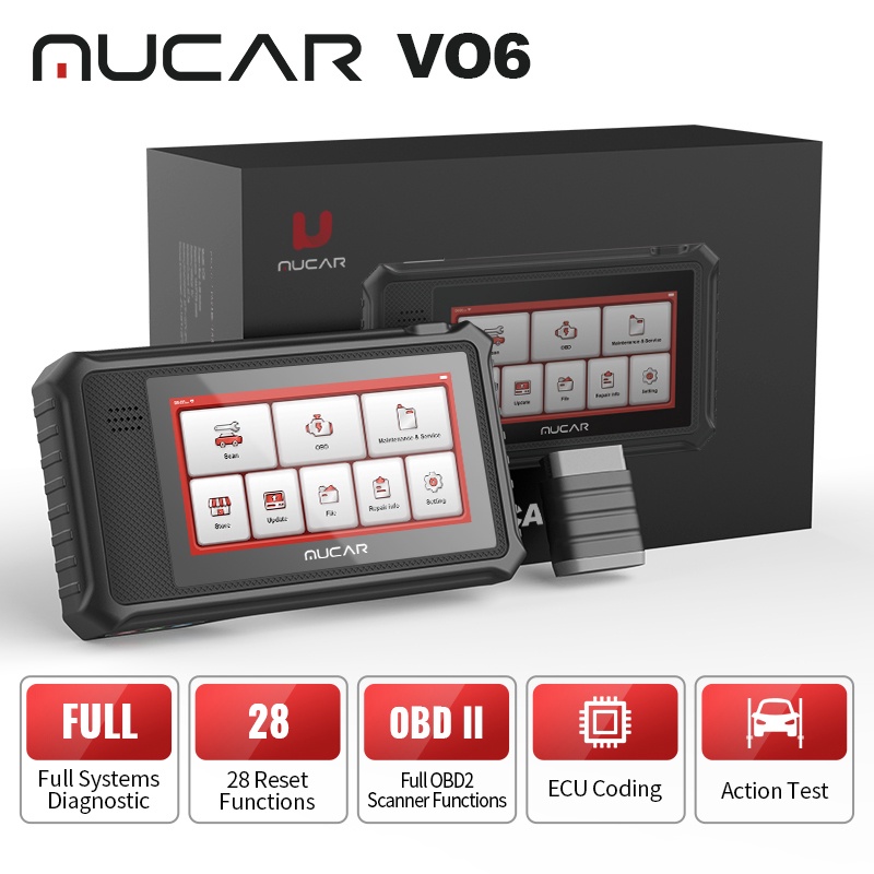 【Proton&Perodua&All OBD2 Cars】 Thinkcar Mucar Vo6 OBD2 Scanner Diagnostic Tools 28 Reset Lifetime Free Auto Scanner All Software With ECU Coding Reading Codes Active Test All System Diagnostic Functio