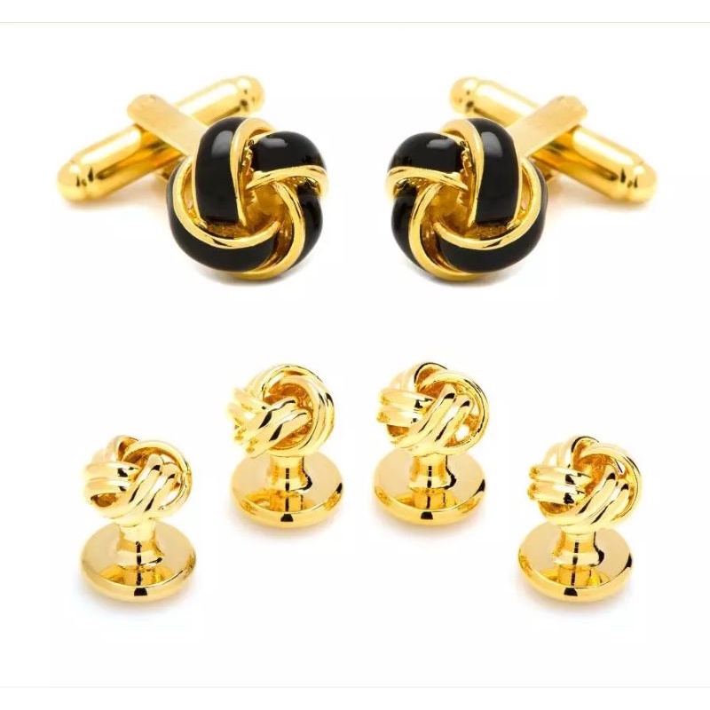 6Pcs Knot Design Tuxedo Studs And Cufflinks Stud Sets For Men Quality Copper Material Gold Color Cufflinks