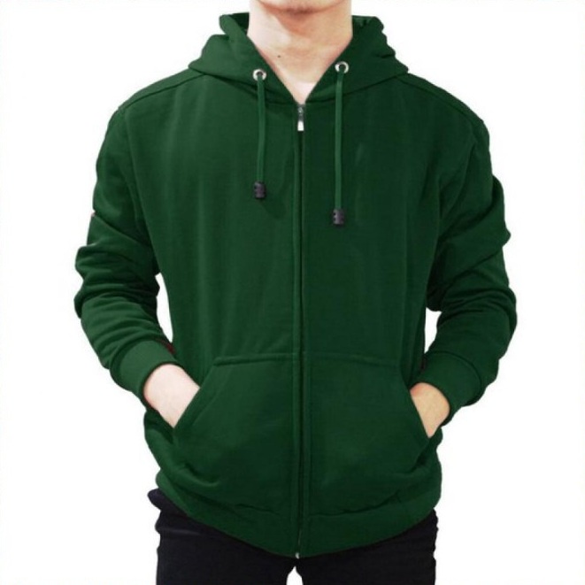 HIJAU Green Zipper Hoodie Jacket