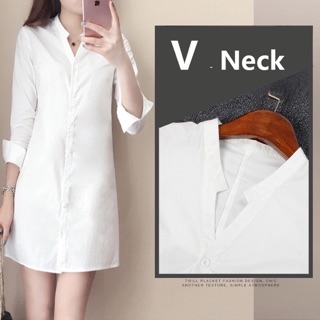 white v neck dress shirt