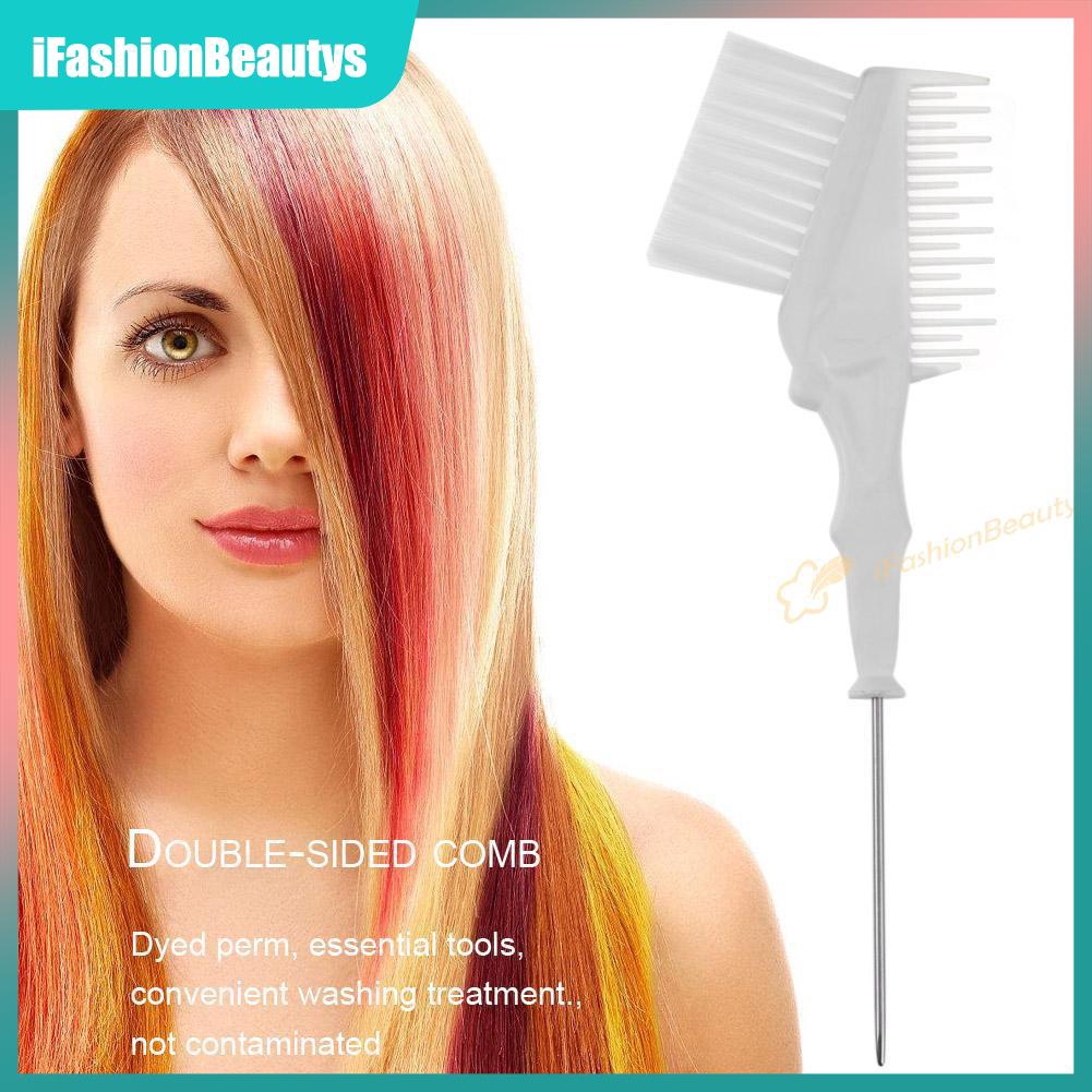 Double Use Metal Tail Tip Hair Dye Comb Brush Salon Styling Tool