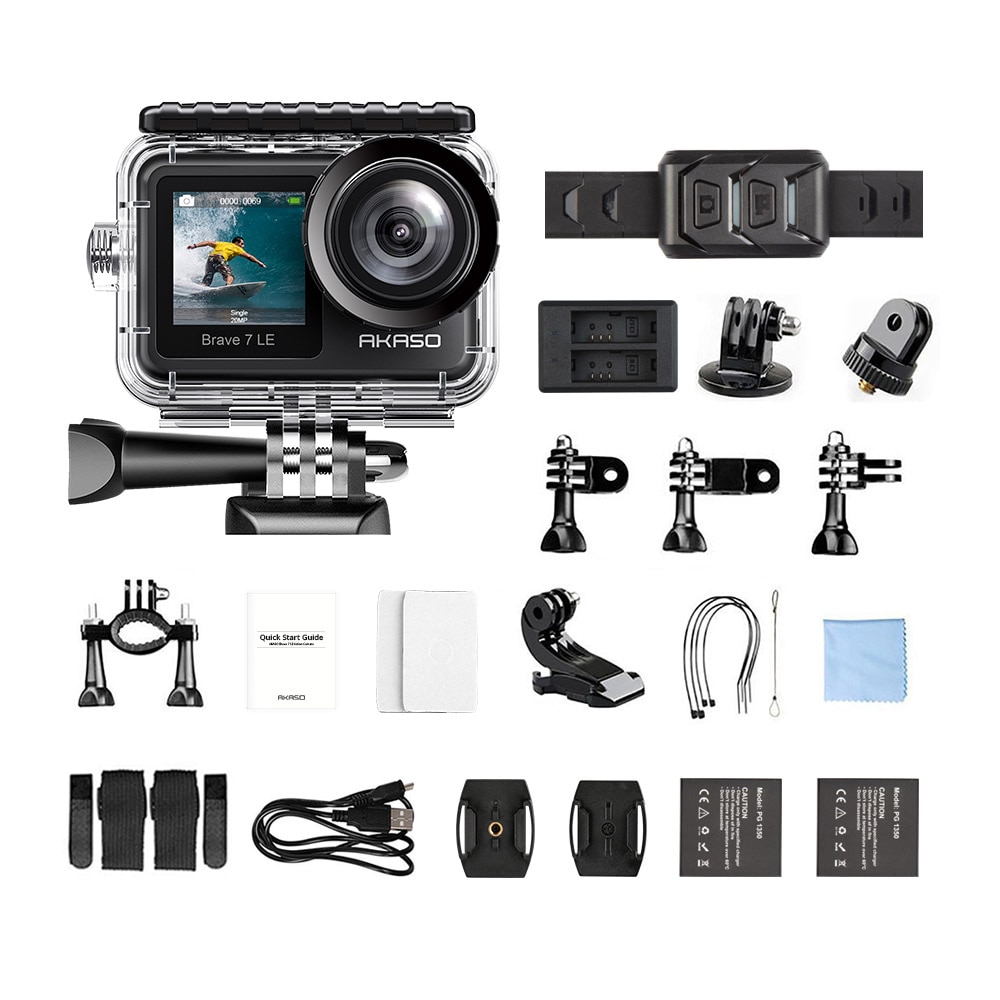shopee: AKASO Brave 7 LE 4K30FPS 20MP WiFi Action Camera 4k with Touch Screen Vlog Camera EIS 2.0 Remote Control Sport Camera Waterproof (0:0:Color:Black;:::)