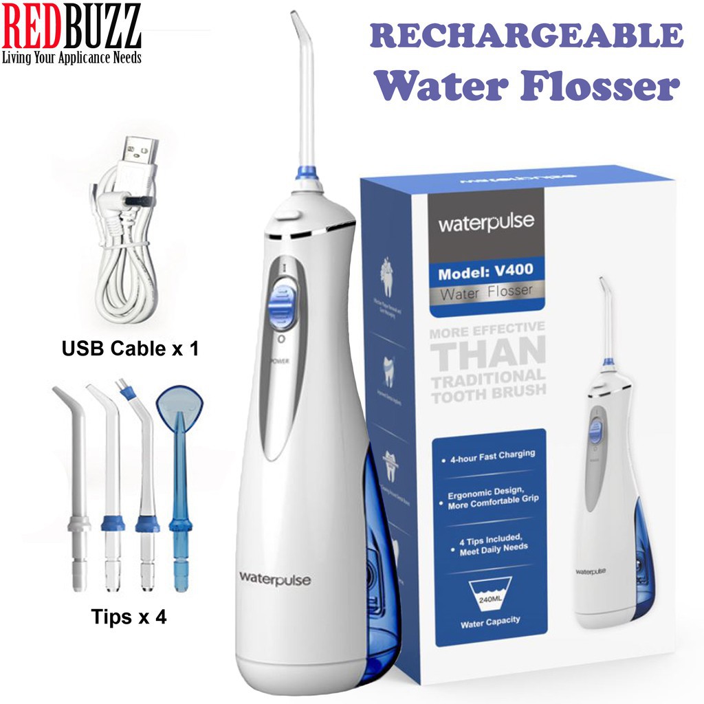 REDBUZZ Waterpulse V400 Rechargeable Oral Irrigator Portable Cordless ...