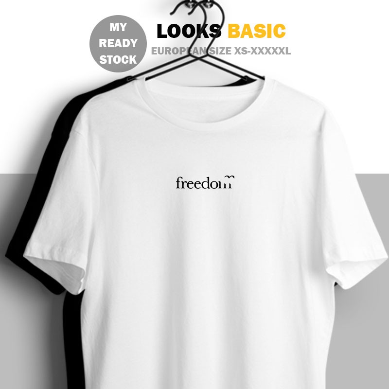 CottonBasic Tee Freedom Ready Stock XS-5XL UNISEX Short Sleeve Loose T-shirt Women Men Graphic Plus