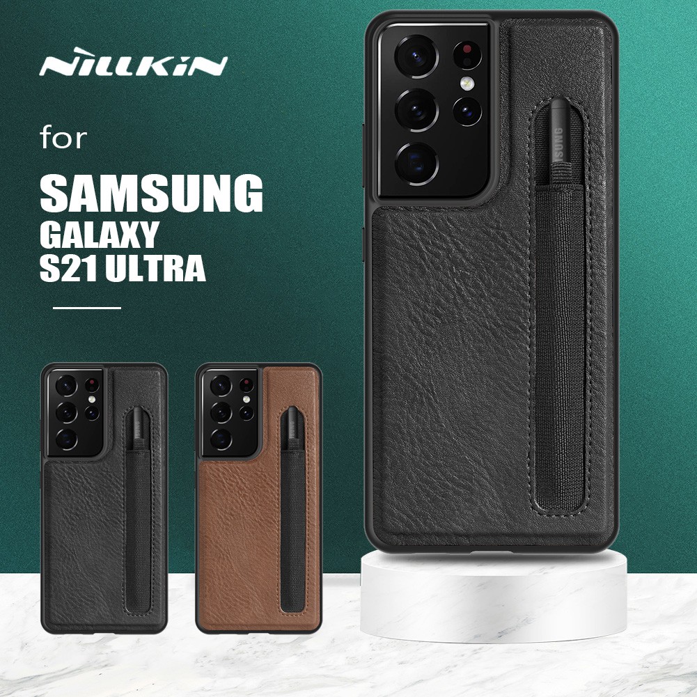 Nillkin For Samsung Galaxy S21 Ultra Case Slim Aoge Leather Case Stylus S Pen Slot Protection Case For Samsung S21 Ultra Shopee Malaysia